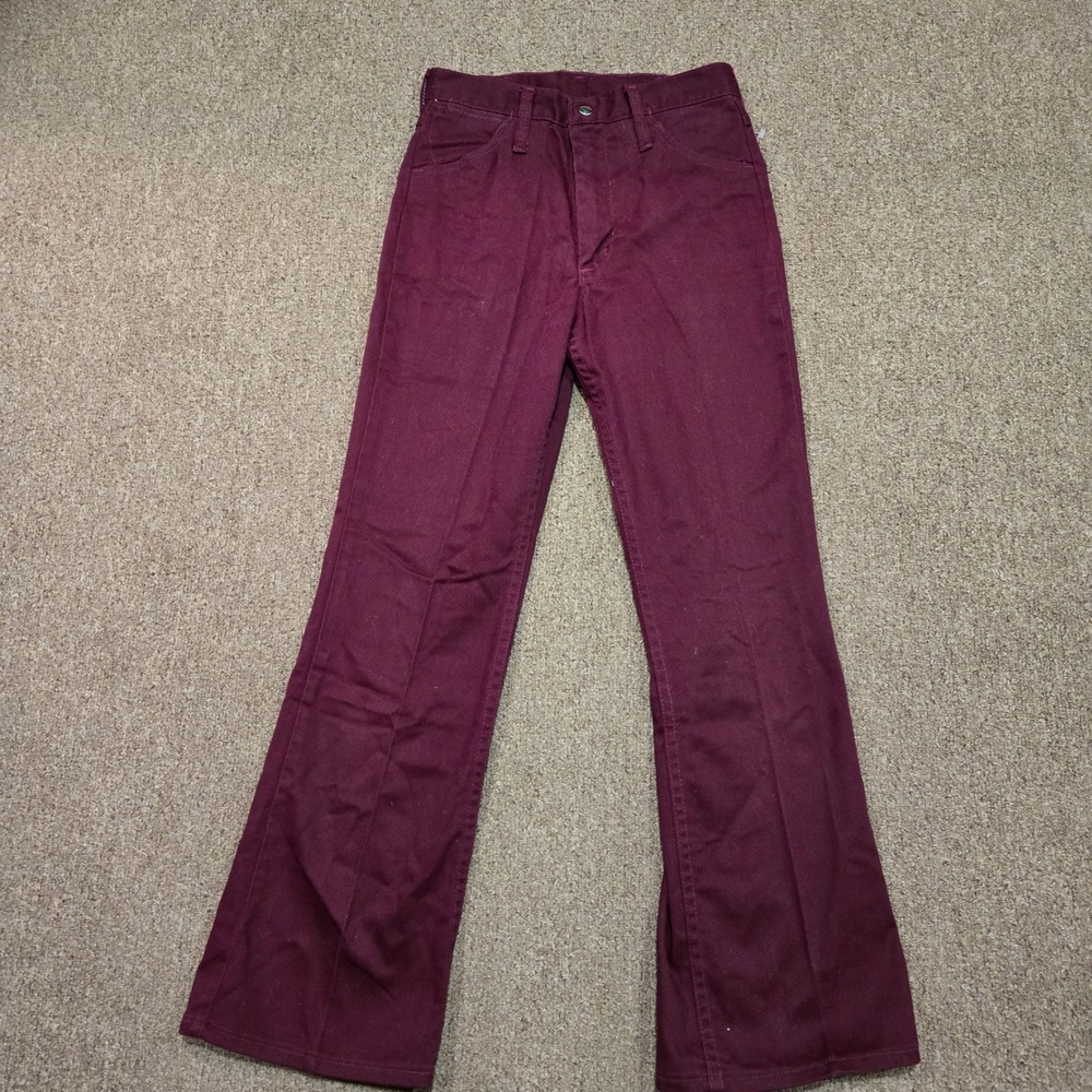 Vintage Wrangler Pants Womens 24 Burgundy Flare‎ Leg Talon 42 Zip